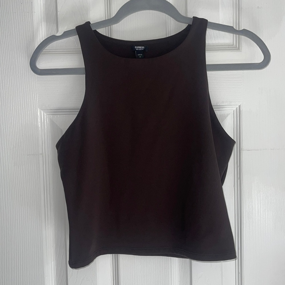 Expresss Body contour high neck tank in brown